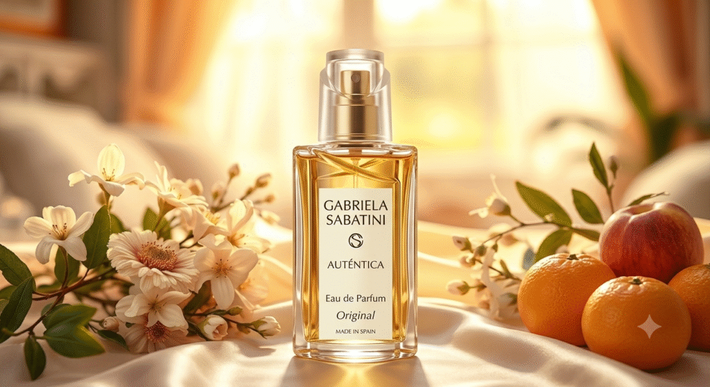 Perfume Gabriela Sabatini Preço: Quanto Custa em 2026 e Onde Encontrar as Melhores Ofertas 5 A beautifully arranged display of Gabriela Sabatini Authentic fragrance bottles, showcasing their elegant design and branding. In the foreground, a refined glass bottle gleams, reflecting soft light, with its intricate cap and elegant label featuring the iconic Gabriela Sabatini logo. Surrounding the bottle are delicate flower petals and fresh fruit slices that evoke the fragrance notes. The middle ground features a blurred assortment of other bottle designs, hinting at the luxurious variety. In the background, a subtle, soft-focus setting of a chic perfume boutique creates a sophisticated ambiance, enhanced by warm, ambient lighting that conveys a sense of luxury and authenticity. The image should elicit a feeling of elegance and refinement, illustrating how to identify genuine Gabriela Sabatini fragrances amidst potential counterfeits.