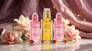 A stylish arrangement of two perfume bottles, one labeled as a daily fragrance and the other as an occasional scent, sitting gracefully on a delicate, pastel-colored silk fabric. The daily fragrance bottle is sleek and modern, with soft, rounded edges, while the occasional fragrance features an ornate, vintage design with intricate details. In the background, a softly blurred floral arrangement gently enhances the scene, symbolizing the essence of femininity in perfumes. The lighting is warm and inviting, creating a luminous glow around the bottles, emphasizing the textures of the glass and the elegance of the designs. Capture this scene from a slightly elevated angle to showcase the contrast between the two perfumes, evoking a sophisticated and serene atmosphere. A stylish arrangement of two perfume bottles, one labeled as a daily fragrance and the other as an occasional scent, sitting gracefully on a delicate, pastel-colored silk fabric. The daily fragrance bottle is sleek and modern, with soft, rounded edges, while the occasional fragrance features an ornate, vintage design with intricate details. In the background, a softly blurred floral arrangement gently enhances the scene, symbolizing the essence of femininity in perfumes. The lighting is warm and inviting, creating a luminous glow around the bottles, emphasizing the textures of the glass and the elegance of the designs. Capture this scene from a slightly elevated angle to showcase the contrast between the two perfumes, evoking a sophisticated and serene atmosphere.
